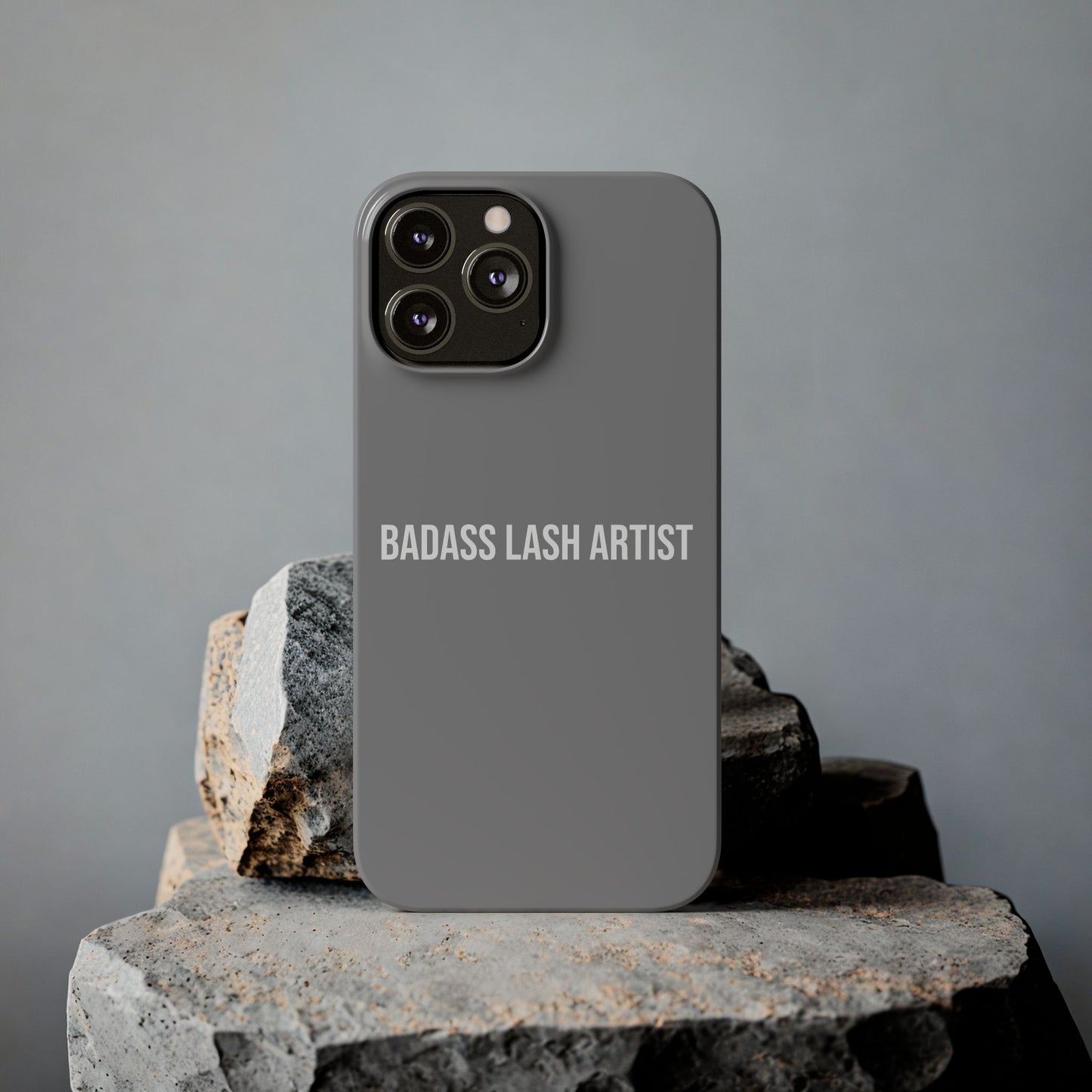 Gray/White | Badass Lash Artist Slim Phone Case, Quiet Marketing