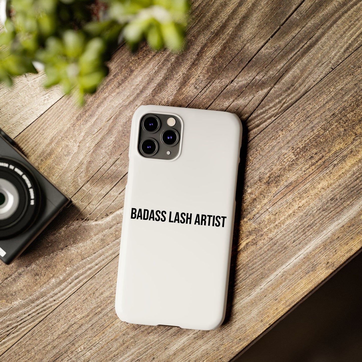 White/Black | Badass Lash Artist Slim Phone Case, Quiet  Marketing